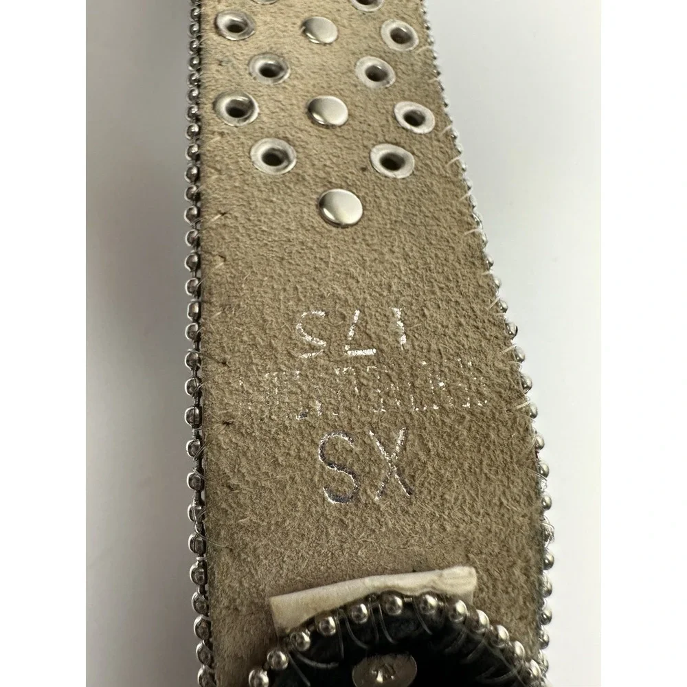 Western Hair On Hide Belt Size 24 Turquoise Studded Rhinestone Silver Buckle